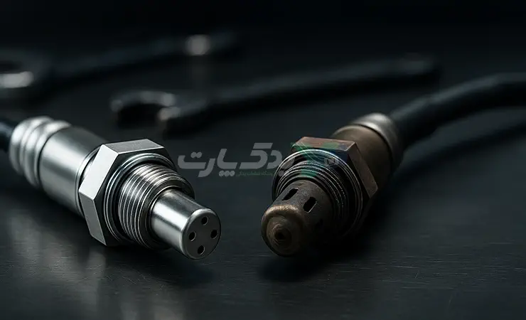تصویر سنسور اکسیژن خراب در کنار سنسور اکسیژن نو برای پراید و پژو 206 – نشانه‌های خرابی سنسور اکسیژن خودرو