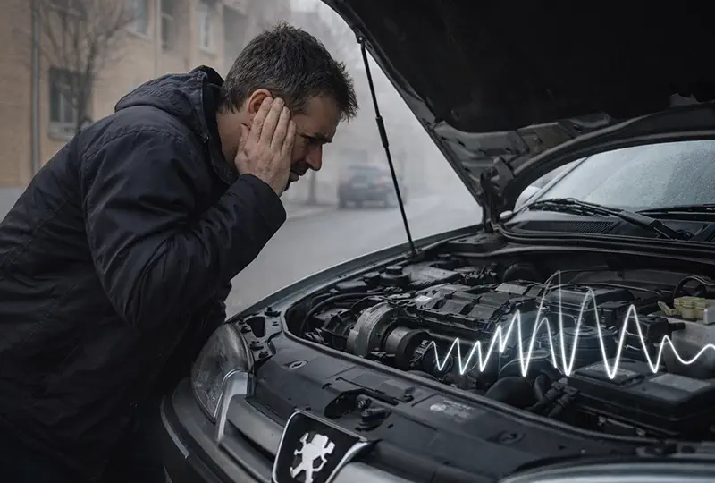 بررسی صدای تسمه دینام خودرو در هوای سرد هنگام روشن بودن موتور و کاپوت باز