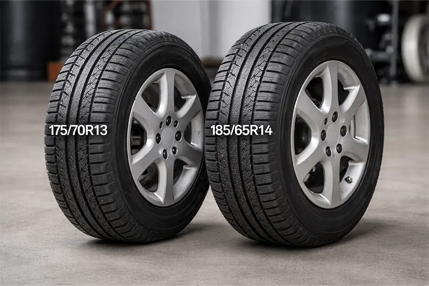 مقایسه سایز لاستیک 175/70R13 و 185/65R14 برای انتخاب زنجیر چرخ