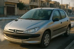 خودرو ایرانی در یک صبح سرد با دود اگزوز و ریپ زدن موتور