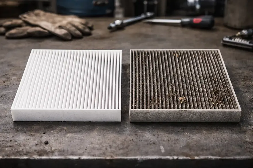 فیلتر کابین تمیز و کثیف خودرو و تأثیر آن در جلوگیری از بخار شیشه