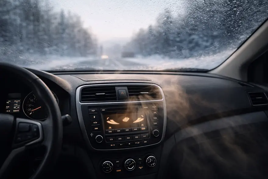 تنظیم بخاری و سیستم تهویه خودرو برای از بین بردن بخار شیشه جلو